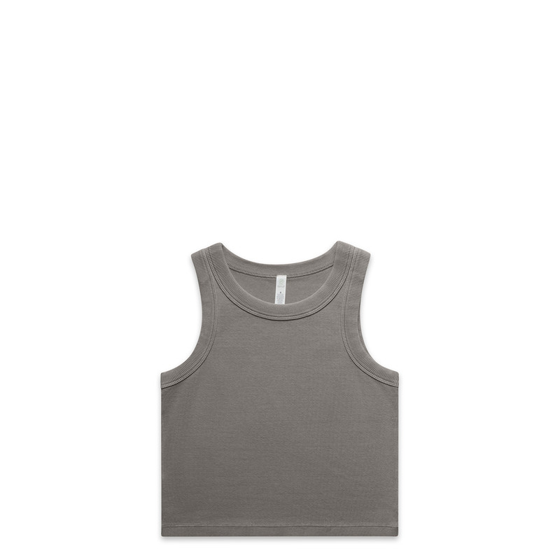Women's Faded Organic Rib Crop Tank in Faded grey