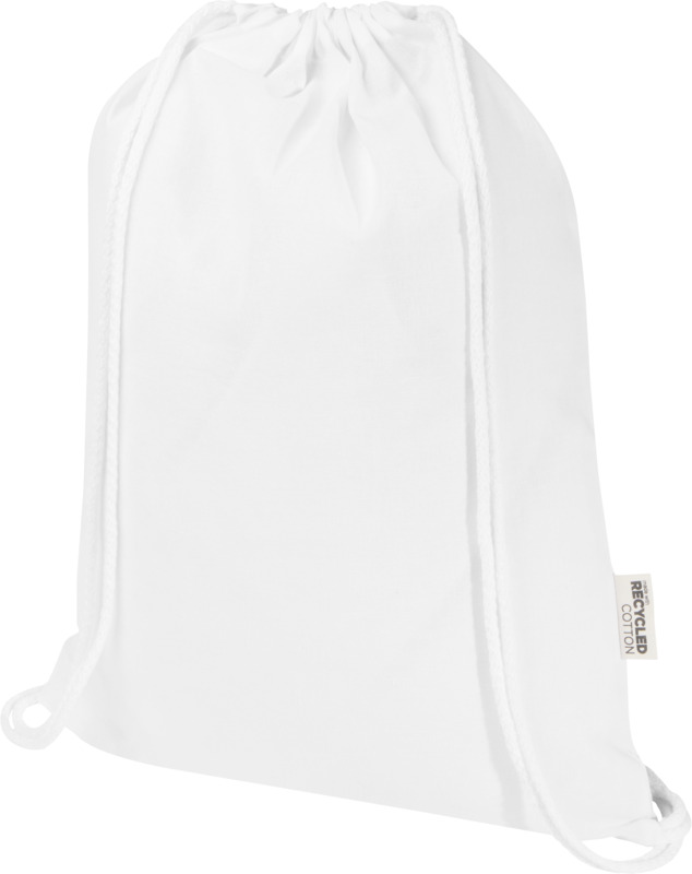 Oregon Blend 140 g/m² GRS recycled drawstring bag 5L in White